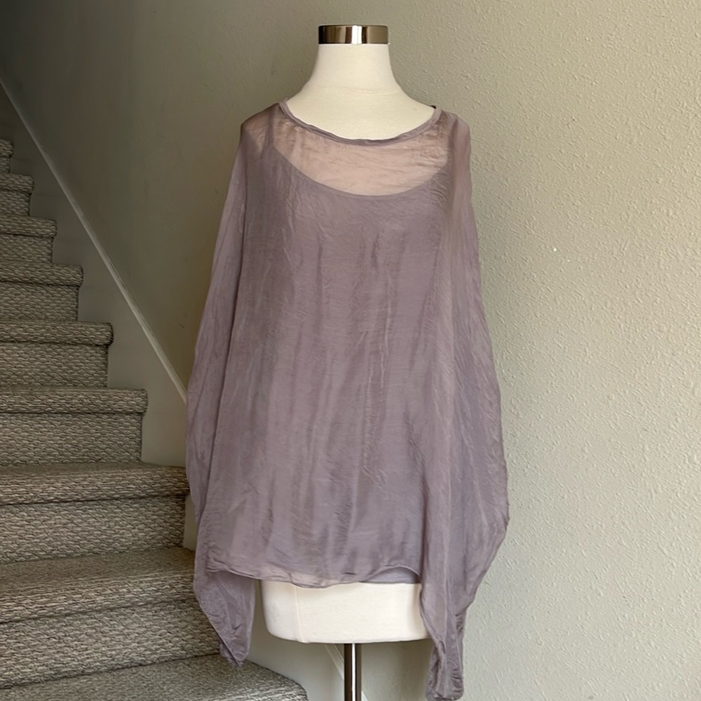 Sofia Sz M (?) Light Gray Oversized Silk Blouse. Made in Italy - Picture 2 of 16